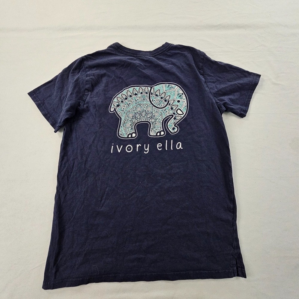 Save the Elephants Ivory Ella Blue Short Sleeve Cotton T-Shirt Men's S